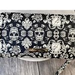 Betsey Johnson  Skull Rose Wallet – Gothic Black & White Zip-Around Wristlet Photo 1