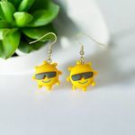 Sunshine with sunglasses dangle hook back fashion jewelry earrings accessories Yellow Photo 0