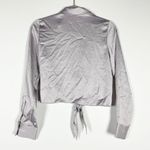 Wilfred Free Aritzia Tie Front Satin Button Collared Long Sleeve Blouse Morado Photo 2