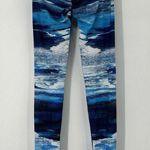 Wear It To Heart Athletic Yoga Workout Set Blue Waves Leggings Padded Bra Top XS Photo 2