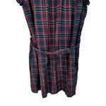 Sugar Lips Chapman Plaid Shift Mini Dress size 2X Navy Belted Ruffle Trim Sleeves Photo 5