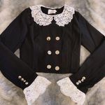 Kpop Blackpink Rose Black Blazer Gold Button White Lace Cropped Top Shirt Blouse Size XS Photo 0