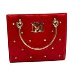 Badgley Mischka Mini Crossbody Tote Red Quilted Studs New With Tags Photo 6