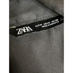 ZARA Women's Black Silky Satin Collared Long Sleeve Button Down Shirt Top Size M Photo 2