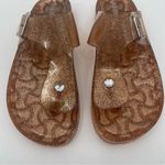 RASOLLI Glitter Jelly Sandals Glitter Gold Thong Pool Beach Buckle Plastic SZ 9 Photo 2