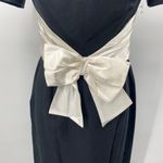 Vintage Maxi Dress Satin Bow Front Bodice Off Shoulder Sleeves Black Womens M Size M Photo 3