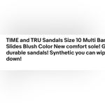 Time & Tru  Sandals Size 10 Multi Band Slides Blush Color New Photo 5