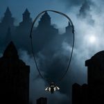 Gothic Black & White Bat Pendant Spooky Season‎ Necklace Photo 1