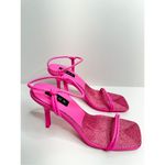AQUA Sandals Womens Size 10 Square Toe Pink Raffia Detail Slip On Heel NEW Photo 3