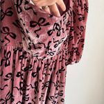 Maeve  by Anthropologie Pink Black Bow Velour A-Line Mini Dress Women XS Coquette Photo 1