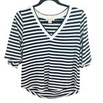 Nordstrom & Layered Navy & White Striped V Neck Tee Shirt XS Preppy Summer Style Photo 0