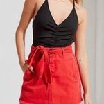Urban Outfitters Red Button Fly Belt Denim Skirt Womens Size XS Photo 0
