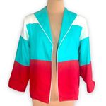 Vintage 90s Painted Pony Blazer Jacket Colorblock Red Turquoise White Medium Blue Photo 0