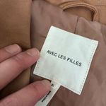 Avec Les Filles  Tan Faux Leather Double Breasted Trench Coat Women's XL no belt Photo 3