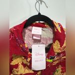 Disney  Princess Mulan Fireworks Red Scenic Woven Button-Up Photo 2
