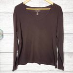 Ralph Lauren Lauren Dark Brown V-Neck Long Sleeve Casual Top Size 1X Photo 3