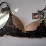 Daisy Fuentes  ~ Womens Bra Push Up Underwire Luxe Lace Black Beige ~ 34C Photo 0