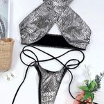 Boutique Snake print halter crisscross bikini set silver Photo 2