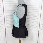 Bar III  Vintage Tribal Pattern Mixed Media Peplum Hem Sleeveless Top Teal Black Photo 1