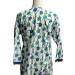 Gretchen Scott  Long Sleeve Tunic Top Blouse Floral Blue Green Cotton Medium M Photo 1