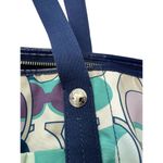 Coach Kyra White Green Blue Logo Printed Dual Top Handle Large Tote Bag Photo 2