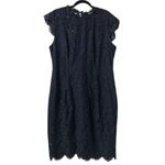 Merokeety Navy Blue Lace Cap Sleeve Sheath Dress Size XL Formal Evening Wedding Photo 2