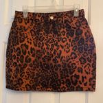 Missguided Leopard Print Denim Mini Skirt Sz 8 Photo 0
