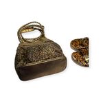 Tiannl ✽ Faux Fur Crossbody Handbag ✽ Animal Print ✽ Vegan Gold Metal Snakeskin Brown Photo 8