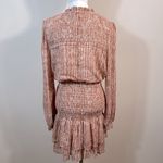 AQUA  Smocked Mini Dress Bloomingdales Smocked Longsleeve Ruffle Women Size Small Photo 2