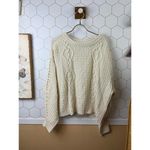 Storia  Cream Cable Knit Detailed Sleeve Pullover Sweater - Size - Large Photo 5