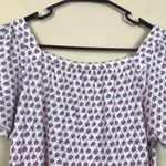 Lucky Brand Women’s Floral Print Square Neck Tie Knot Bottom Short Sleeve Shirt Photo 5