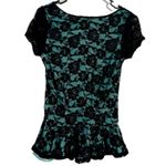 Deb Green Peplum Blouse with Short Sleeves Size L Photo 1