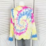 Crown & Ivy  Neon Tie Dye Oversized Sweater Yellow Pink Blue Large Lightweight Photo 3
