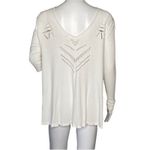 Free People Shirt Womens Small White Scoop Laser Cut Textured Neutral Edgy Photo 2
