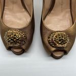 Giuseppe Zanotti  Bronze Gold Leather Crystal Embellished Pumps Heels Size 38 Photo 1