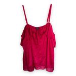 Torrid Womens Top Size 2 2X Fuchsia Pink Textured Chiffon Cold Shoulder Fuschia Photo 3