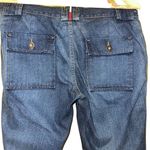 Tommy Hilfiger Tommy Jeans Navy Flare Med Wash Flip Button Back Pocket Size 7 Juniors Y2K Photo 3