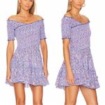 Poupette St. Barth Soledad Off Shoulder Mini Dress Size Large Sky Blue Murrina Photo 8