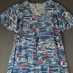Stitch by Chenault Womens L Maxi Dress Sailboat Print Coastal Grandma Beach Blue Size L Photo 3