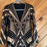 EXPRESS  sequin shiny gold & black vneck long sleeve bodycon dress Photo 4