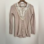 Anthropologie Angel of the North  Lace Crochet Cable Knit Boho Sweater Cardigan S Photo 1