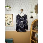 Tory Burch Lisa Silk Blue Floral Sheer Sleeve Blouse - Size - 4 Photo 1