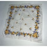 Vintage Handkerchief Hanky Floral Print Pin Dot Gold Blue Purple Hankie New NOS Photo 1