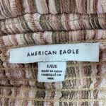 American Eagle  Boho Striped Gauze Wide Leg Smocked Jumpsuit Beige Large Photo 7