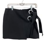 ZARA  Woman Black Mini Skirt Eyelet Tie Detail Women’s Size Large Photo 0