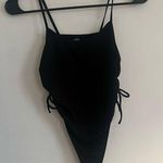Suzette Black “” body suit with ribbed detail on each side with tie Photo 0