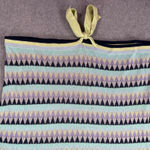 Fate Short Sleeve Tie Waist Knit Top Women's Medium Blue Green Stripe Linen Blen Photo 4