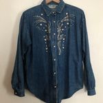 Vintage City Girl Sport Denim Beaded Three Piece Skirt Top Jacket Set Outfit Blue Size 10 Photo 3