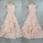 Rebecca Taylor Silk Blend High-Smocked Floral Fil Coupé Midi Dress Blush Pink 2 Photo 1