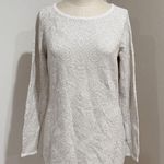 Charter Club Womens Cream and Metallic Silver Brocade Long Sleeve Sweater Size M Photo 0